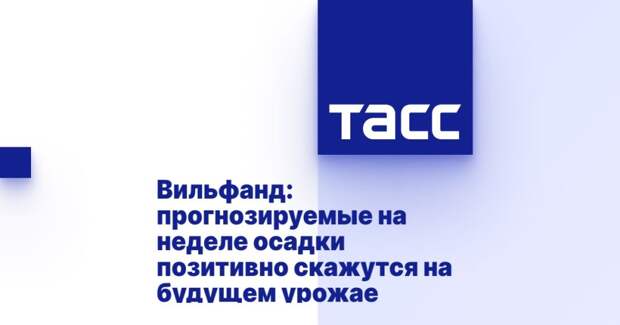 Вильфанд: прогнозируемые на неделе осадки позитивно скажутся на будущем урожае