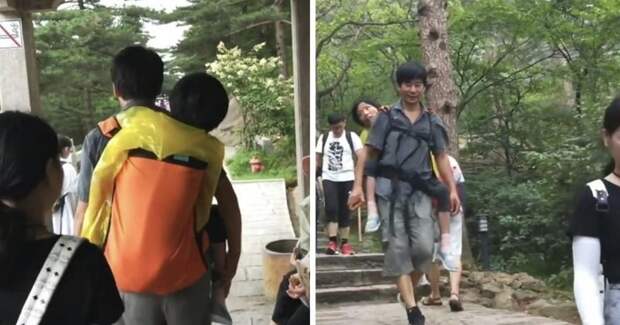 57-летний Ванг Сяомин путешествует по Азии вместе с 53-летней женой на спине болезнь, жена, китай, люди, мир, муж, путешествие