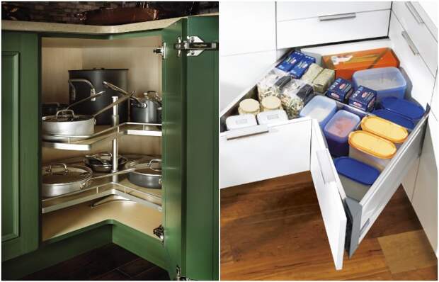 Варианты использования угловых шкафчиков