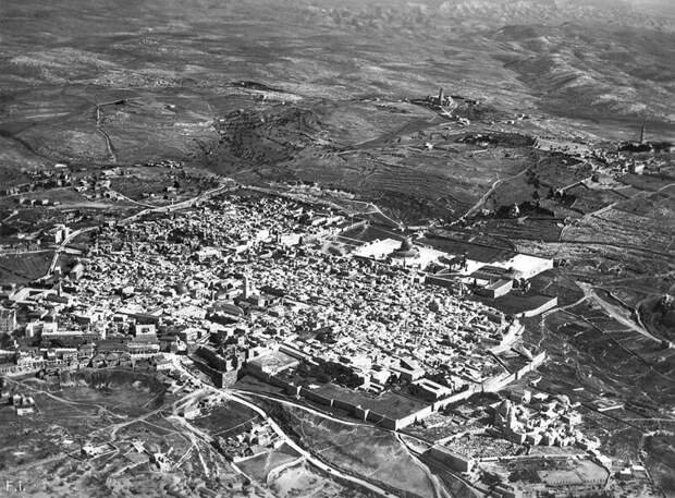 Вид с воздуха на Иерусалим. 1917 год.  история, ретро, фото