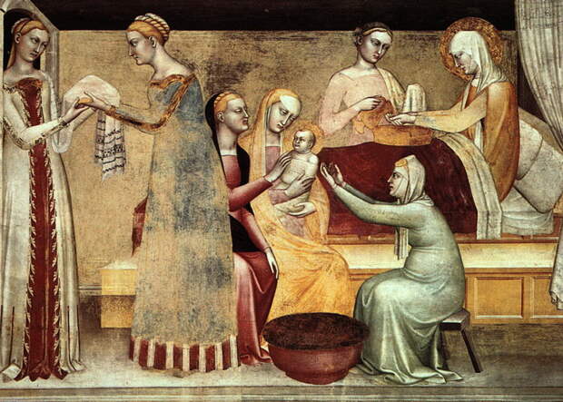 Дж. да Милано "Поклонение". Таким был живописный стиль в Европе за сто лет до Флемальского мастера