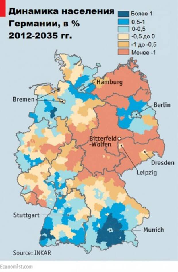 Карта плотности населения германии