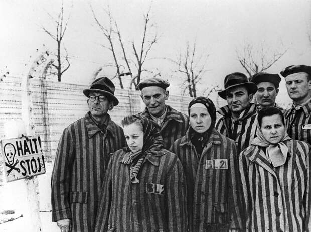 Узники Аушвица перед освобождением советской армией в январе 1945 года аушвиц, вторая мировая война, день памяти, конц.лагерь, концентрационный лагерь, освенцим, узники, холокост