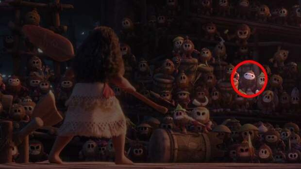 One Of The Kakamora In Moana Is Painted Like Baymax From Big Hero 6