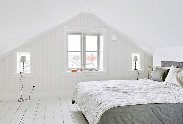 Мансардная спальня в скандинавском стиле фото