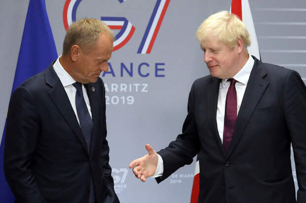 Премьер-министр Великобритании Борис Джонсон и председатель Европейского совета Дональд Туск