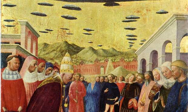 НЛО на средневековых картинах, фресках и иконах