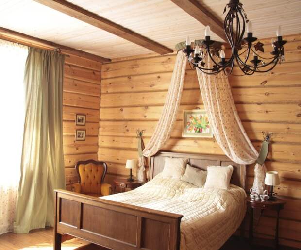 Интерьер в деревянной комнате