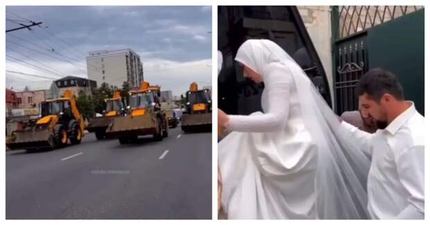 Необычный свадебный кортеж в Дагестане