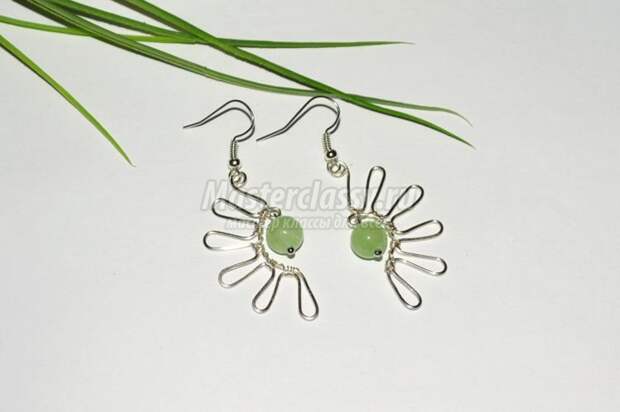 wire Wrap. Серьги из проволоки с ониксом