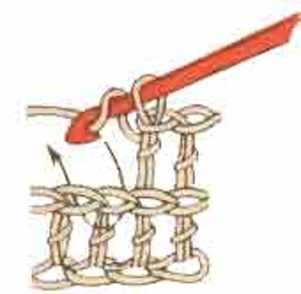 Вязание крючком. Вогнутый (западающий) столбик с накидом.