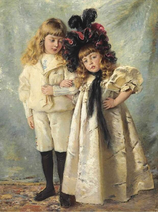 Портрет детей художника, Константина и Ольги. Автор: К.Е. Маковский.