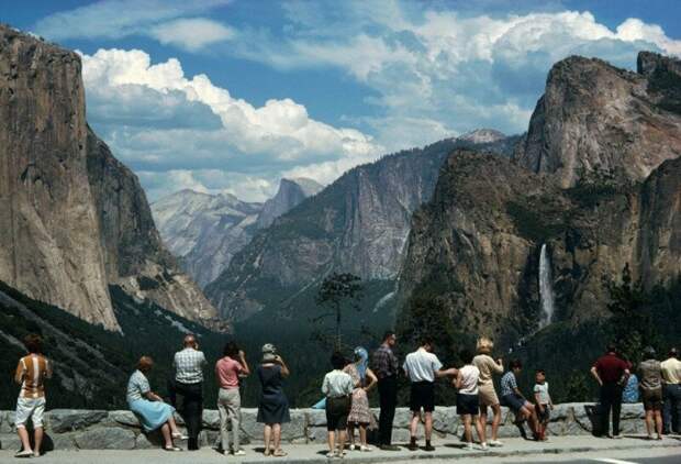 Панорама Национального парка Йосемити, в Калифорнии. США. 1965 год. история, ретро, фото