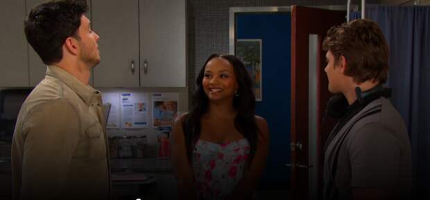 Chanel smiling at Johnny and Alex on Days of Our Lives during the week of 11-18-24