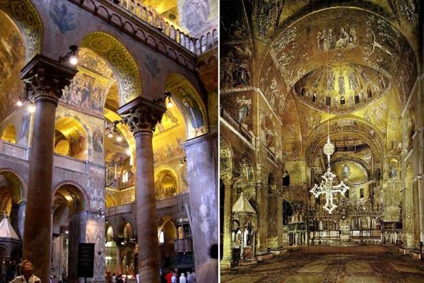 Величие и богатство внутреннего убранства поражает St. Mark’s Basilica по сей день (Венеция, Италия).