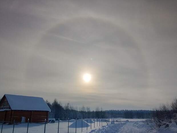 В Рязанской области сфотографировали солнечное гало — признак скорого потепления