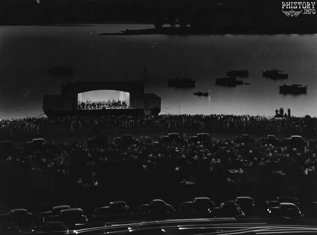 Выступление национального симфонического оркестра на реке Потомак. США. Март 1942 года история, люди, мир, фото