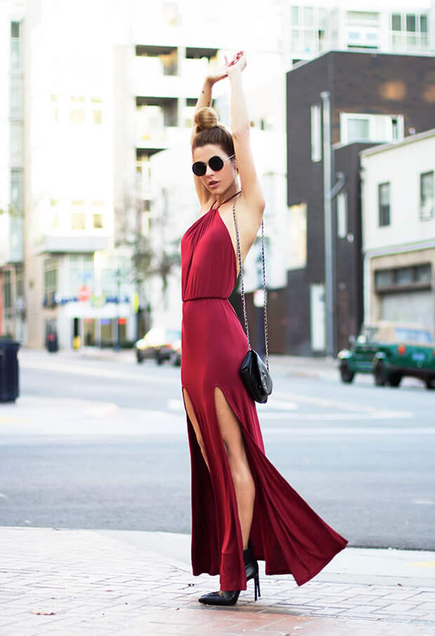 Вечернее красное платье с чем носить