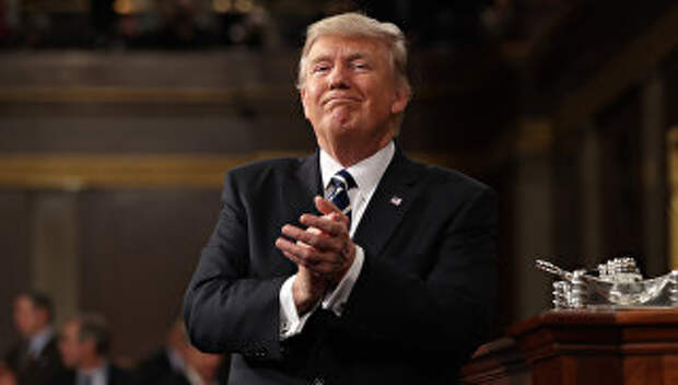 Президент США во время выступления перед палатами Конгресса в Вашингтоне, США. 28 февраля 2017 года