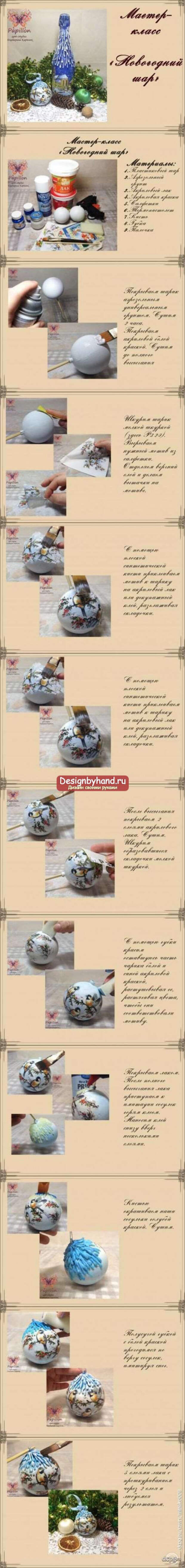 декупаж новогодних шаров