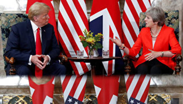 Президент США Дональд Трамп и премьер-министр Великобритании Тереза Мэй во время встречи