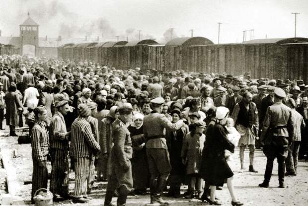 Прибытие венгерских евреев в Аушвиц-Биркенау, июнь 1944 года аушвиц, вторая мировая война, день памяти, конц.лагерь, концентрационный лагерь, освенцим, узники, холокост