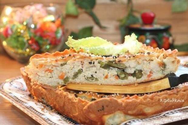 Закусочный пирог с мясом и стручковой фасолью: фото шаг 24