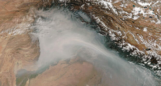 a satellite image of air pollution over India