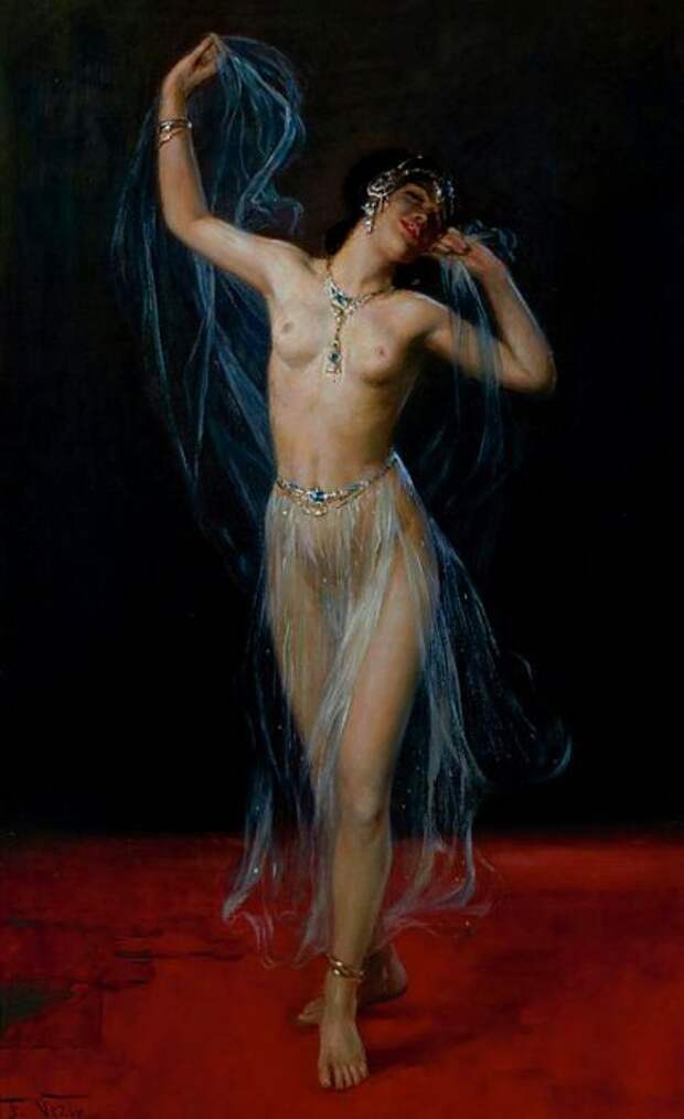 Фредерик Везин (Frederick Vezin), 1859-1942 Скрытая вуалью танцовщица (Schleier Tanzerin) (Veil Dancer).