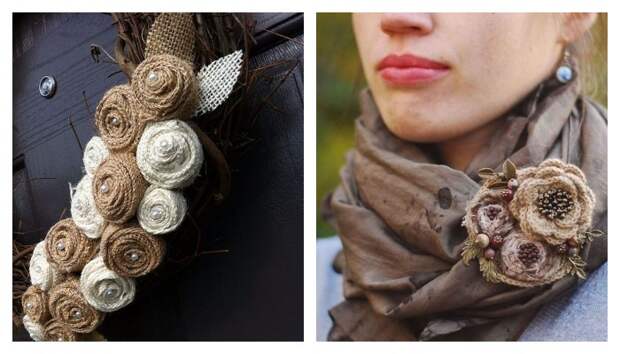 Идеи очаровательных цветов из мешковины