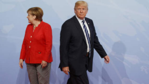 Ангела Меркель и Дональд Трамп на саммите G20 в Гамбурге. Архивное фото Ангела Меркель и Дональд Трамп на саммите G20 в Гамбурге. Архивное фото