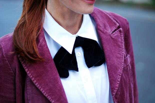 Black neck bow tie and corduroy