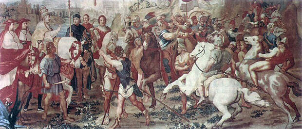 Первые гунны на границе Римской империи (гравюра) (Иллюстрация из открытых источников)