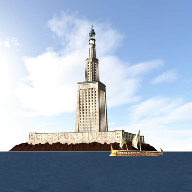 Так, согласно графической реконструкции, выглядел Александрийский маяк