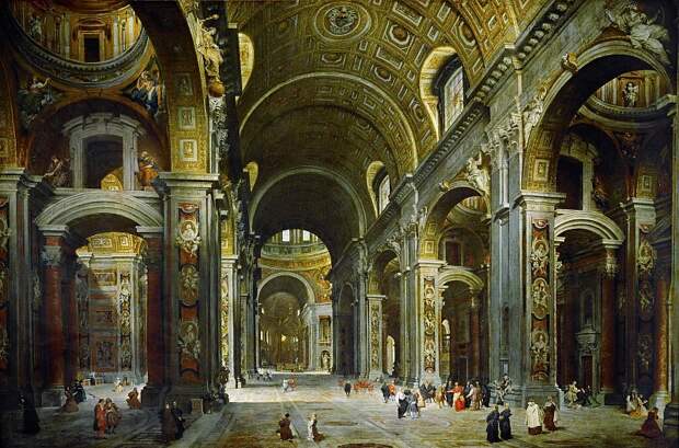 Interieur de Saint Pierre de Rome, Автор: Panini, Giovanni Paolo (Джованни Паоло Панини)