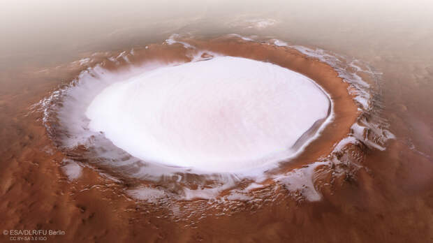 Фото: ESA / Кратер Королев, содержащий 2200 кубических километров льда