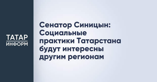 Сенатор Синицын: Социальные практики Татарстана будут интересны другим регионам