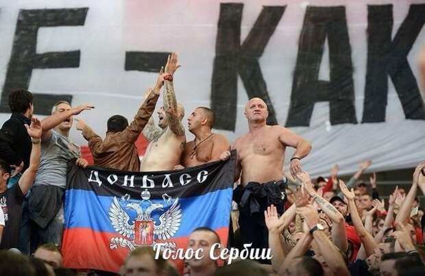 Сербские болельщики подняли на матче со "Спартаком" флаг ДНР