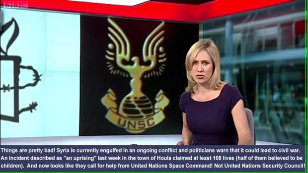 Невнимательные журналисты BBC взяли логотип из Halo в сюжет про силы безопасности ООН в Сирии. Масс-медиа путаются в таких важных вещах, проверять факты по «каким-то игрушкам» они, конечно не будут.