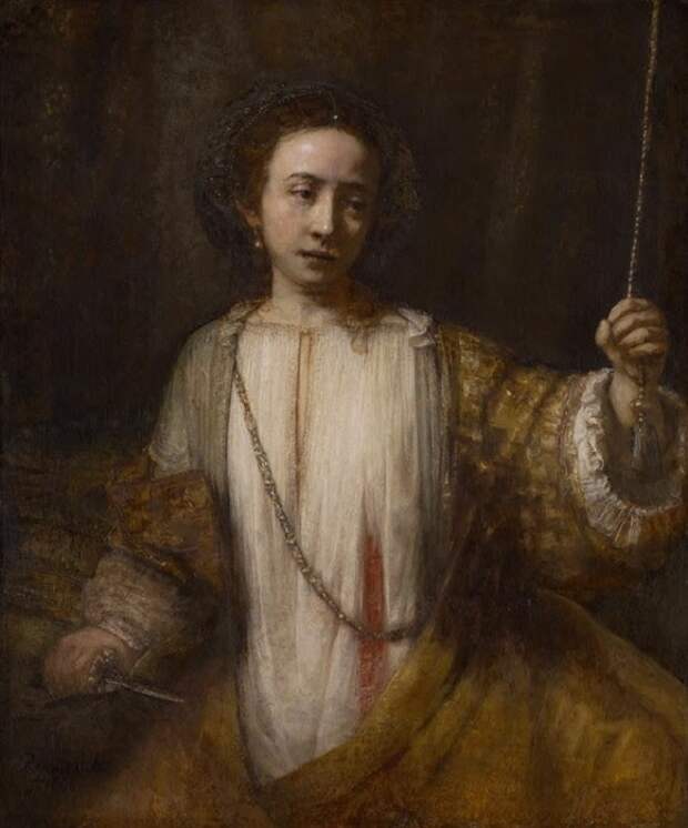 Самоубийство Лукреции. (1666 год). /2-я версия/. Автор: Рембрандт Харменс ван Рейн. Самоубийство Лукреции. (1666 год). /2-я версия/. Автор: Рембрандт Харменс ван Рейн.