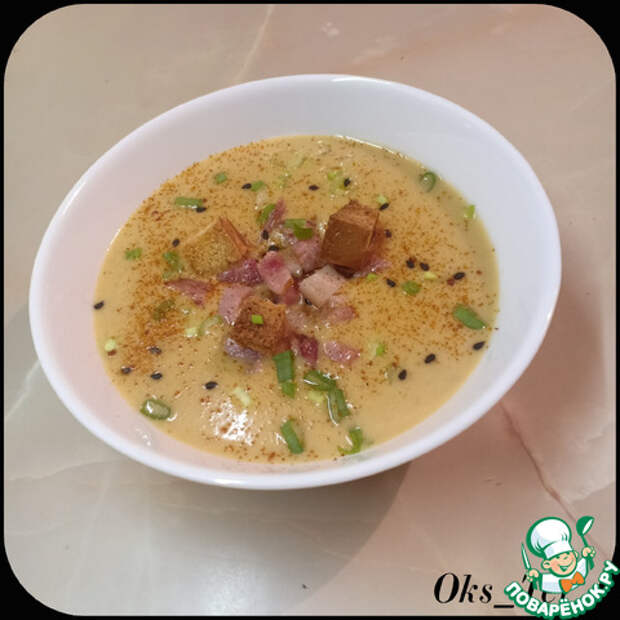 Гороховый крем-суп с копченостями
