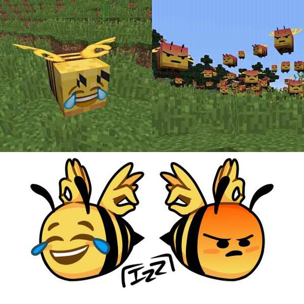Пчелы в Майнкрафте - мемы и арты про пчел из Майнкрафта