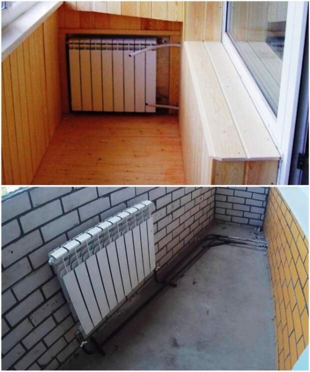 Радиаторы, подключенные к центральному отоплению лучше не выносить на балкон/лоджию. | Фото: balkonhelp.ru.