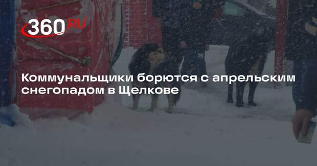 Коммунальщики борются с апрельским снегопадом в Щелкове