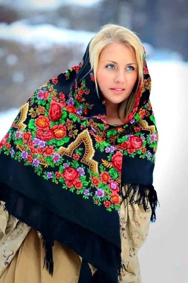 Павлопосадский платок зима