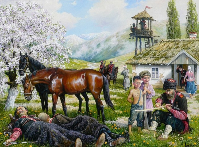 «Из жизни казачьей станицы». Автор: Андрей Лях. Кому из казаков разрешалось носить длинные чубы, и для чего они были нужны бесстрашным воинам