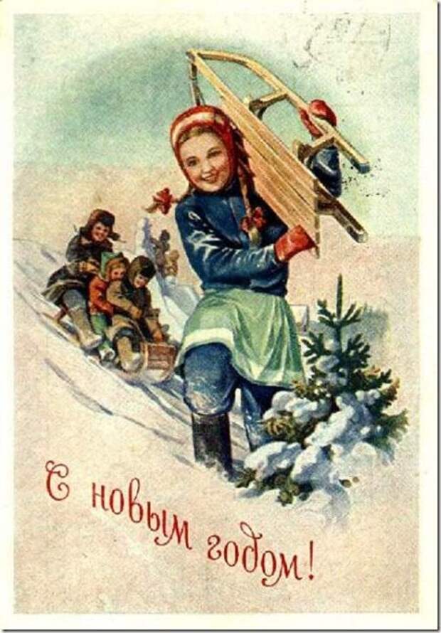 Новогодние открытки времён СССР. 2