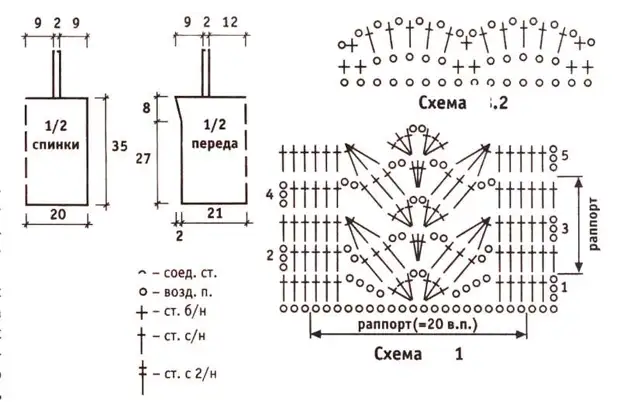 Схема бретели крючком