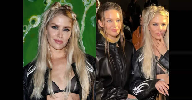 Елена Перминова в прозрачном бюстгальтере посетила показ GCDS