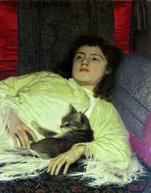 Девушка с кошкой, И.Крамской